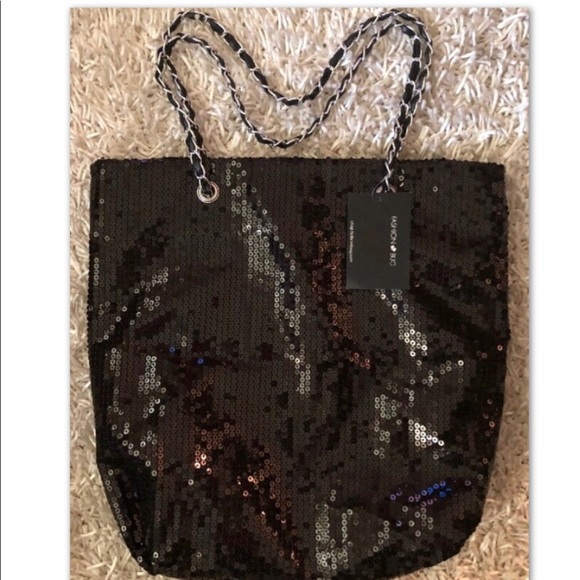Fashion Bug Handbags - FASHION BUG Sequins Tote with Chain Handle